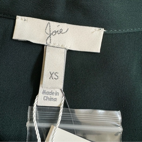 Joie Esti Tie-Neck Silk Blouse Autumn Green Sz XS - Picture 5 of 11